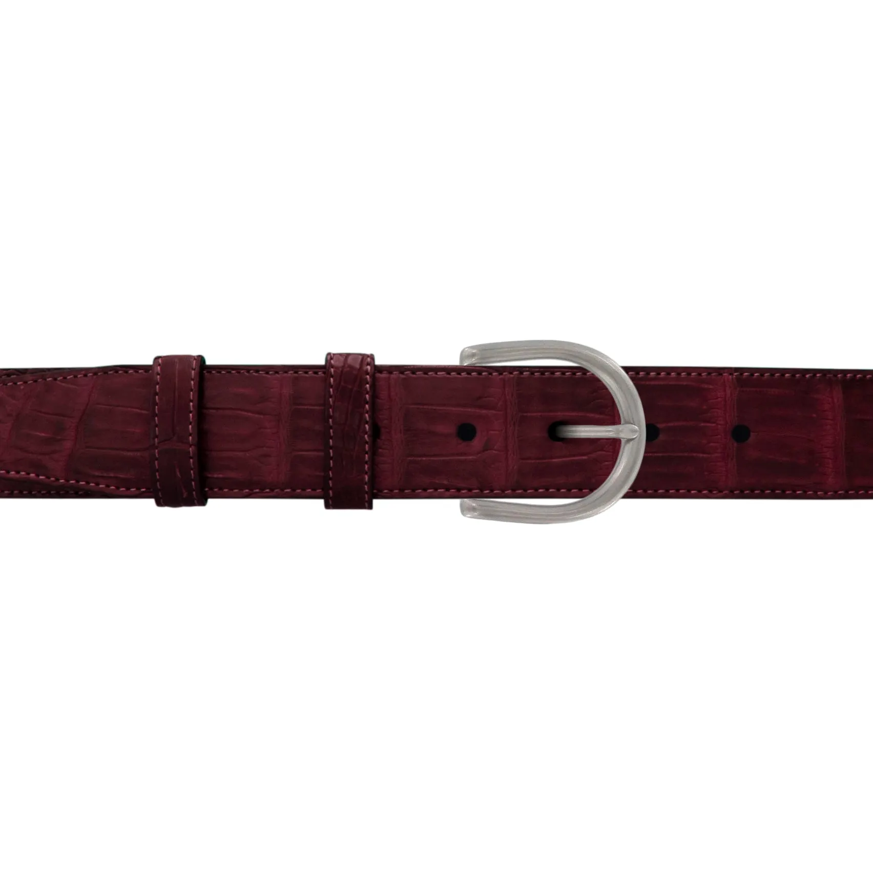 1 1/2" Burgundy Seasonal Belt with Denver Casual Buckle in Matt Nickel