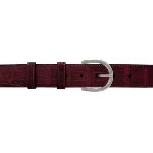 1 1/2" Burgundy Seasonal Belt with Denver Casual Buckle in Matt Nickel