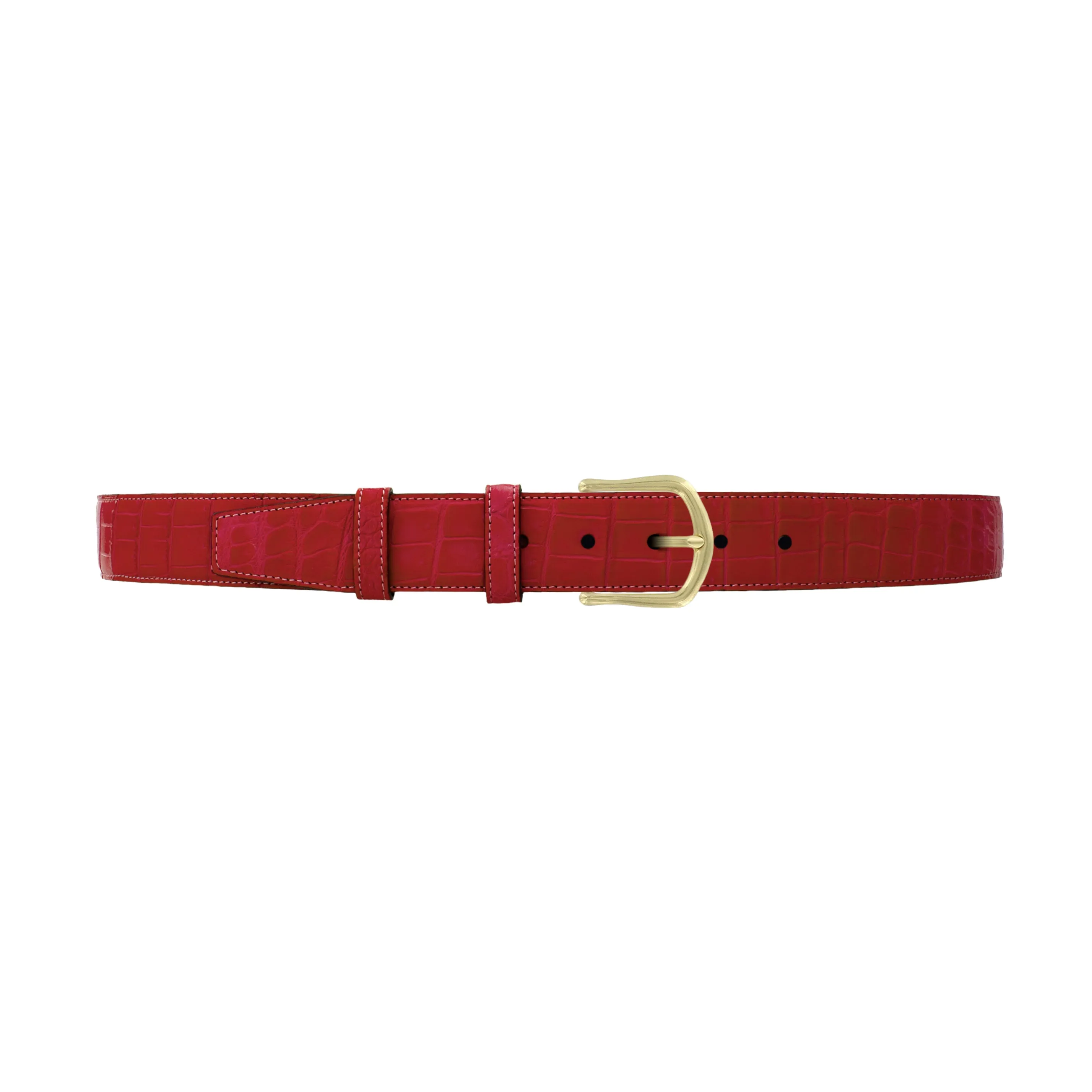 1 1/2" Cherry Seasonal Belt with Derby Cocktail Buckle in Brass