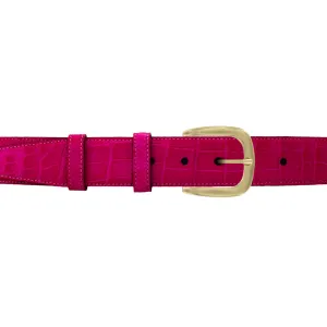 1 1/2" Magenta Seasonal Belt with Oxford Cocktail Buckle in Brass