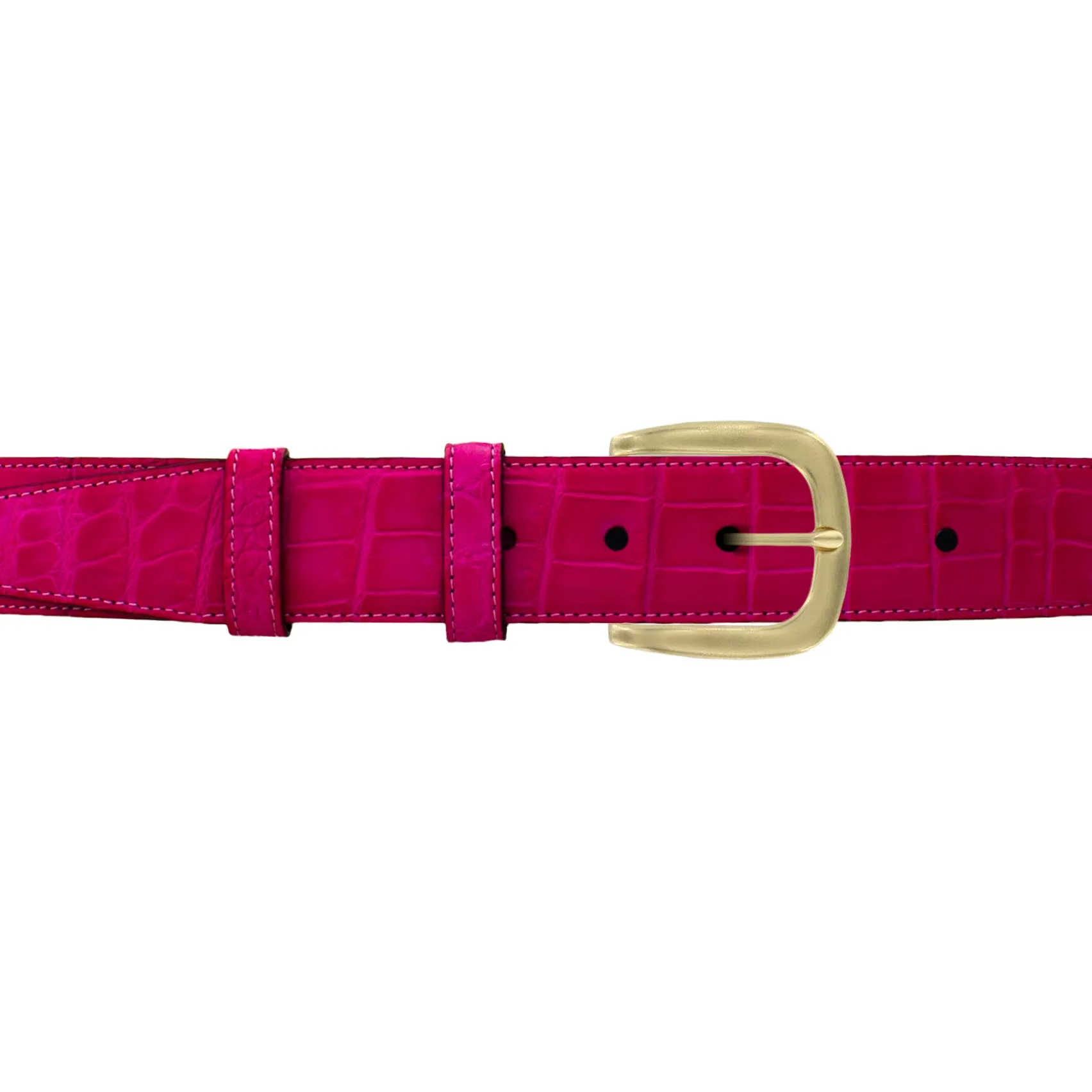 1 1/2" Magenta Seasonal Belt with Oxford Cocktail Buckle in Brass
