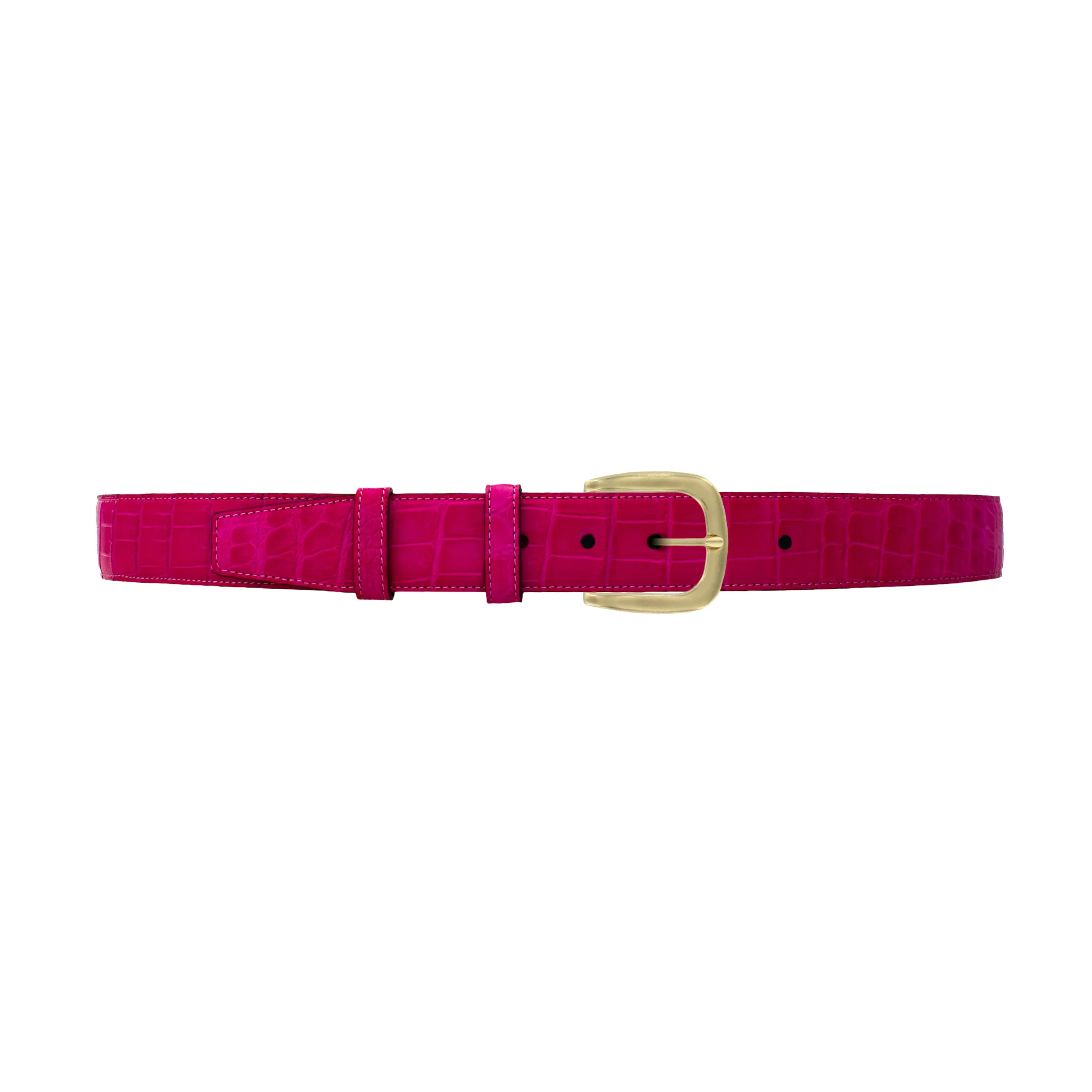1 1/2" Magenta Seasonal Belt with Oxford Cocktail Buckle in Brass
