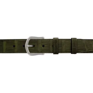 1 1/2" Olive Seasonal Belt with Derby Cocktail Buckle in Matt Nickel