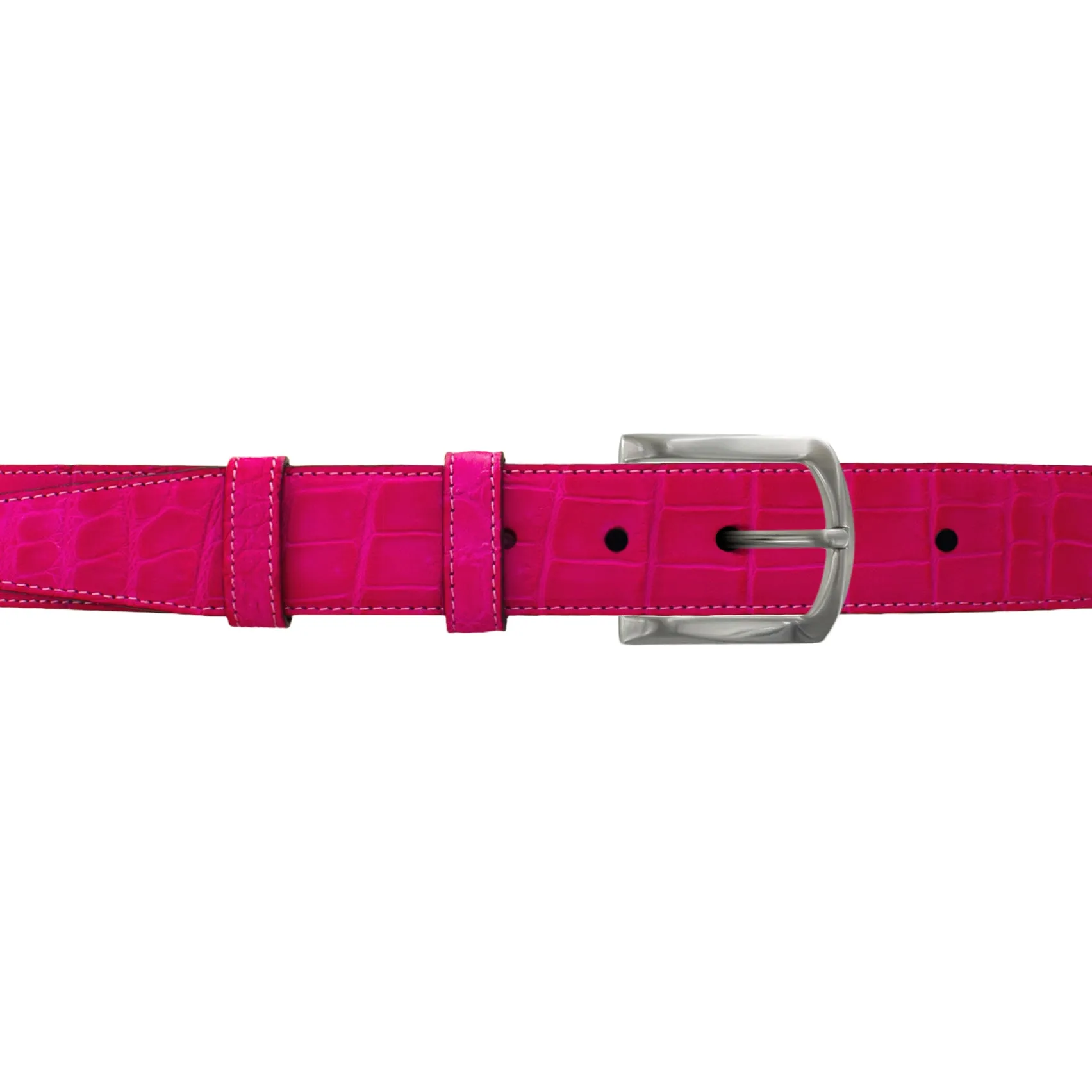 1 1/4" Fuchsia Seasonal Belt with Winston Dress Buckle in Matt Nickel