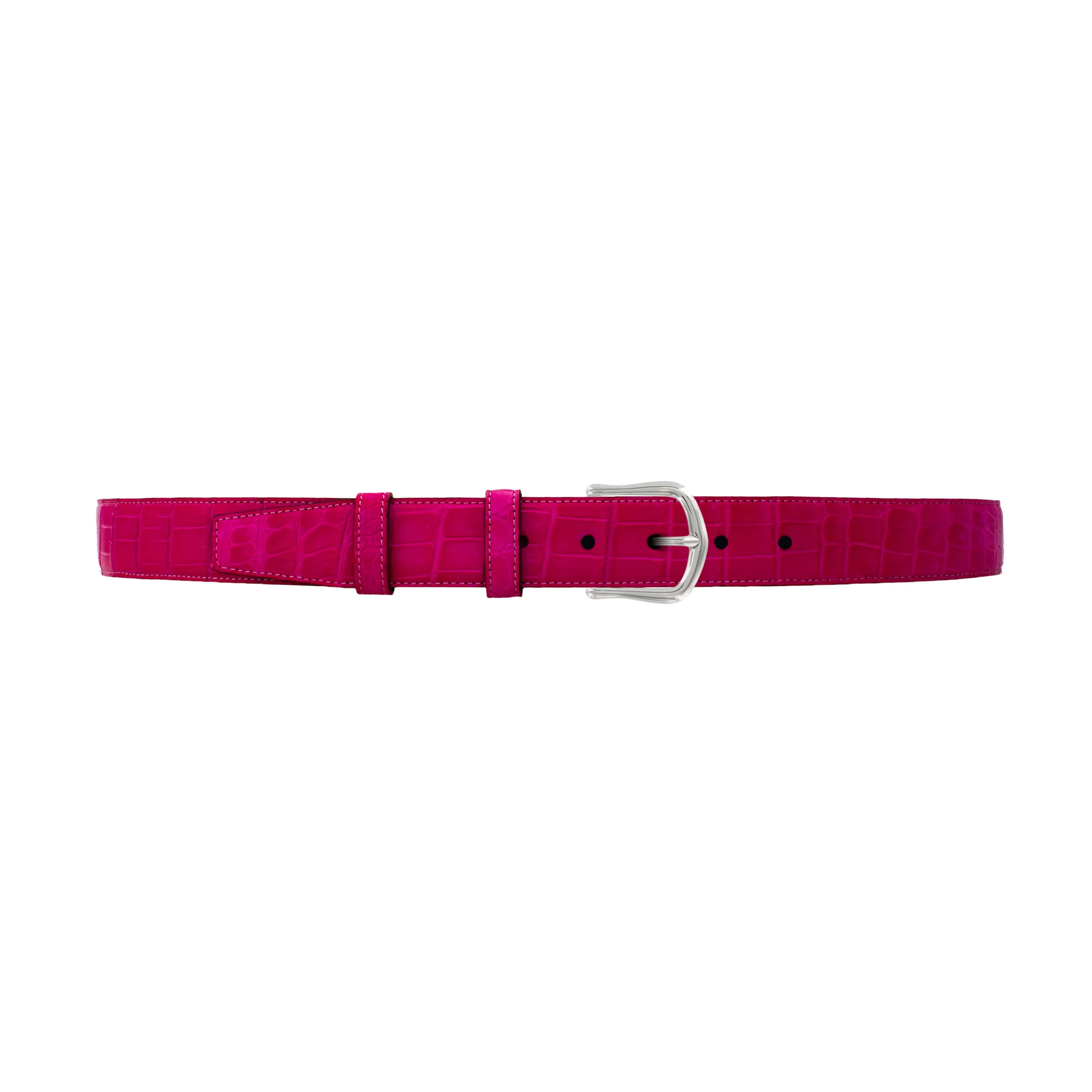 1 1/4" Magenta Seasonal Belt with Derby Cocktail Buckle in Polished Nickel