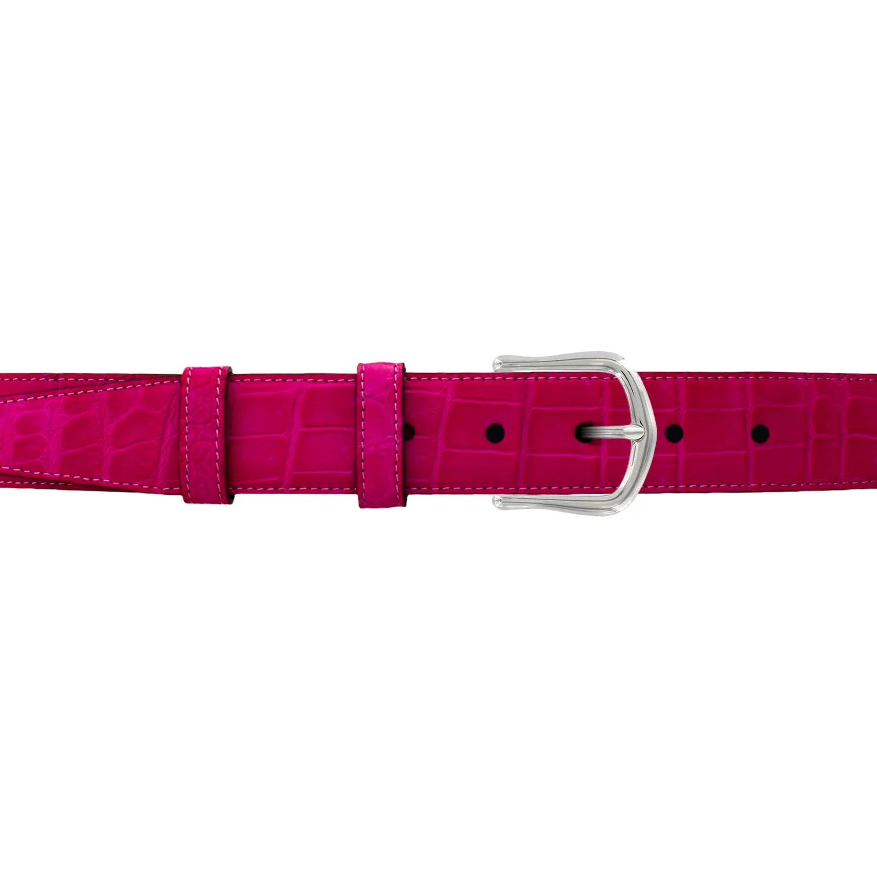 1 1/4" Magenta Seasonal Belt with Derby Cocktail Buckle in Polished Nickel