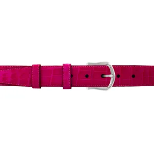1 1/4" Magenta Seasonal Belt with Derby Cocktail Buckle in Polished Nickel