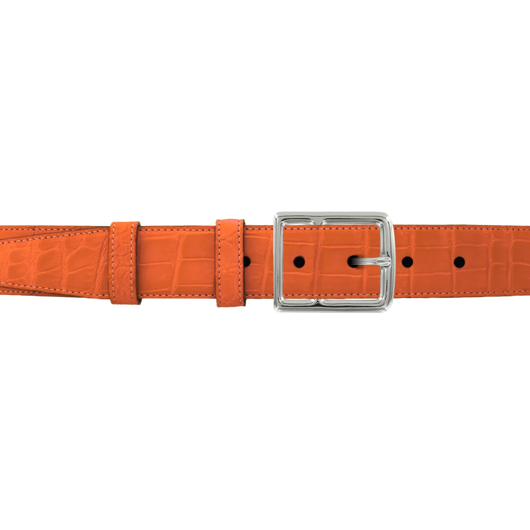 1 1/4" Orange Seasonal Belt with Crawford Casual Buckle in Polished Nickel