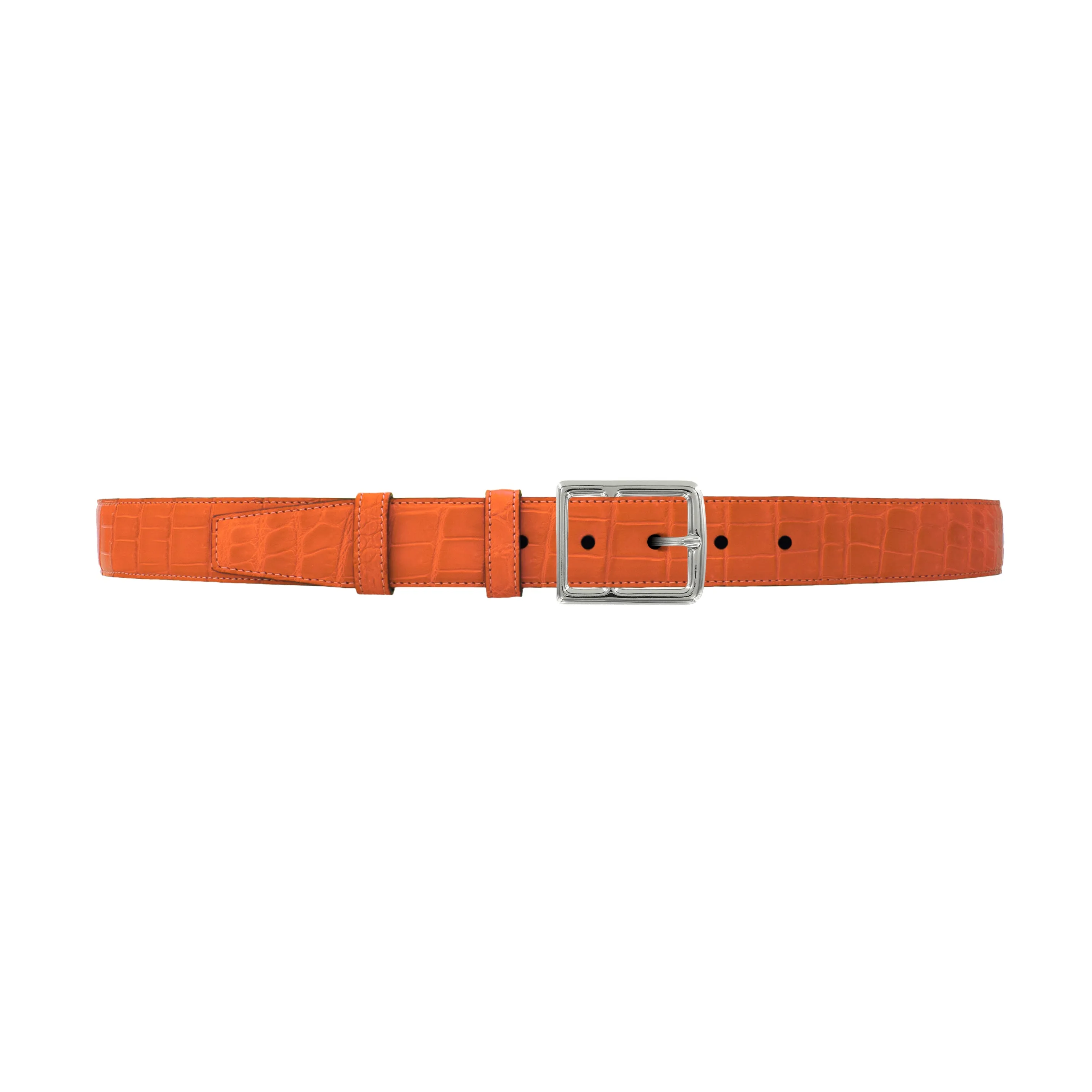 1 1/4" Orange Seasonal Belt with Crawford Casual Buckle in Polished Nickel
