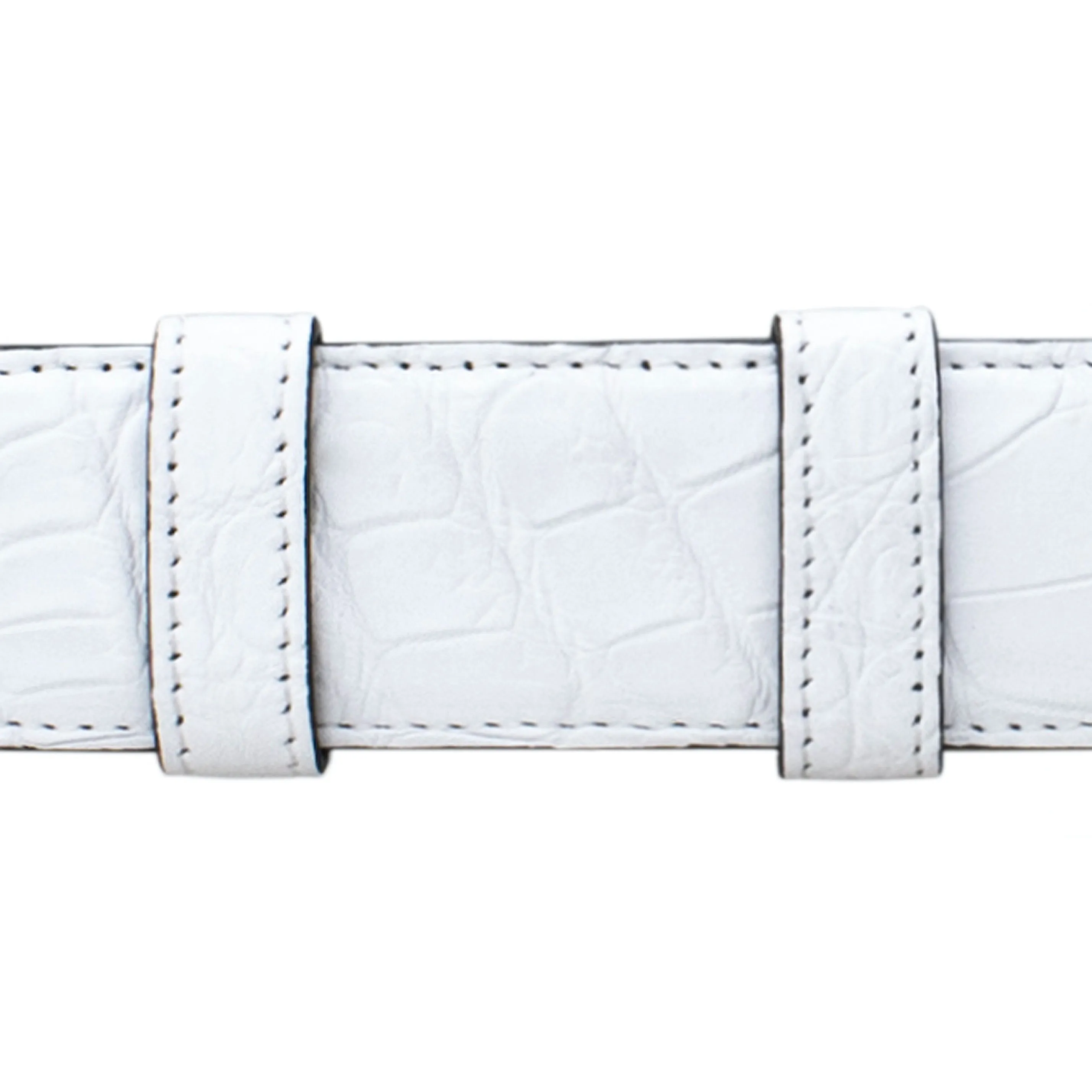 1 1/4" White Classic Belt with Sutton Dress Buckle in Brass