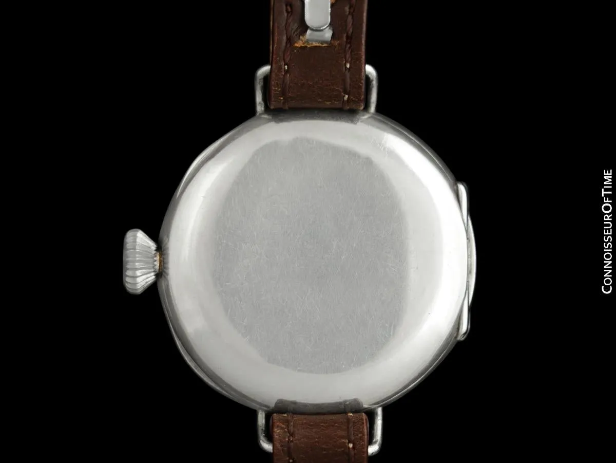 1910's Rolex Rare Vintage Mens World War I Era Military Officers Trench Watch with - Sterling Silver