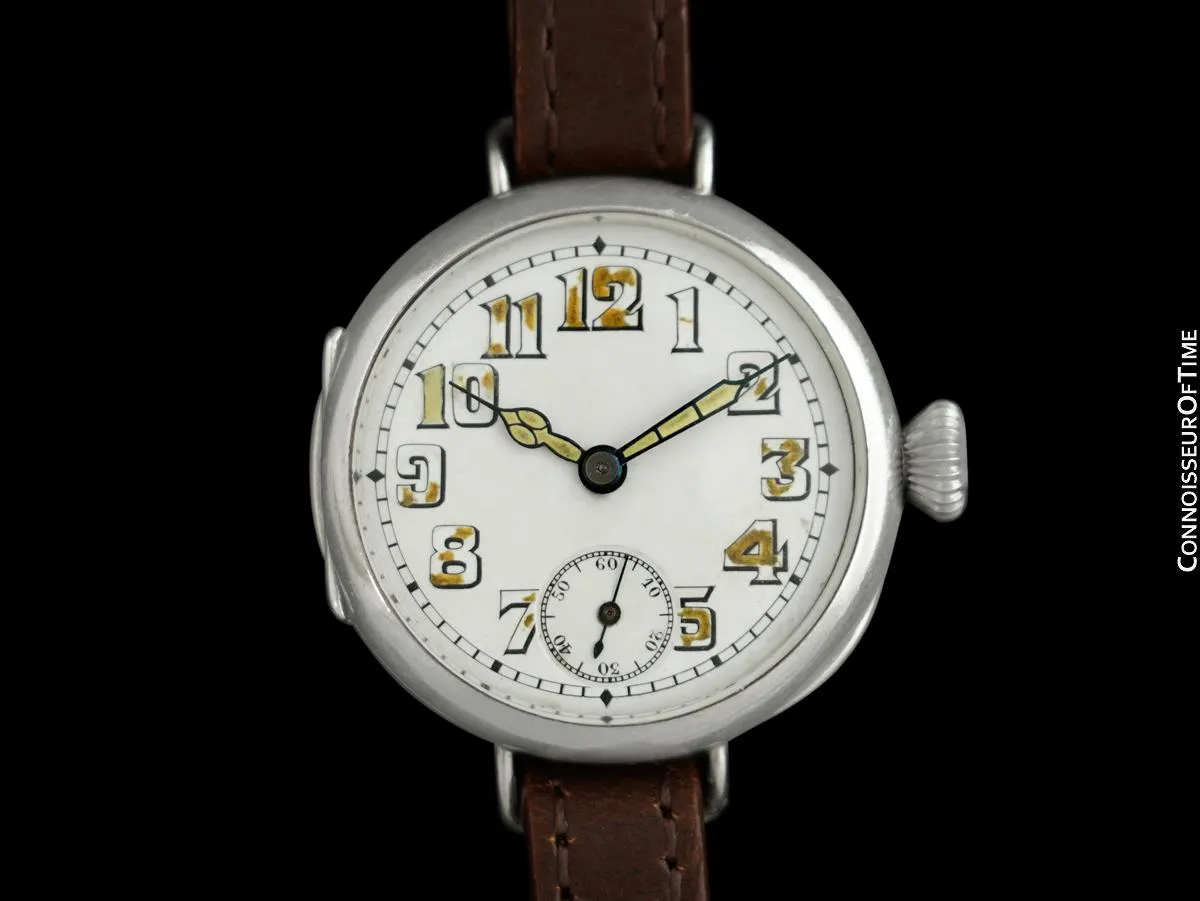 1910's Rolex Rare Vintage Mens World War I Era Military Officers Trench Watch with - Sterling Silver