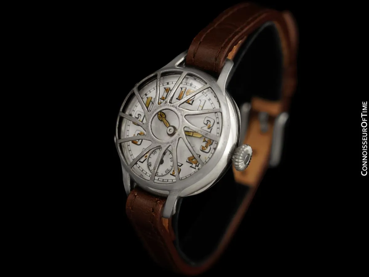 1910's Rolex Rare Vintage Mens World War I Era Military Officers Trench Watch with - Sterling Silver