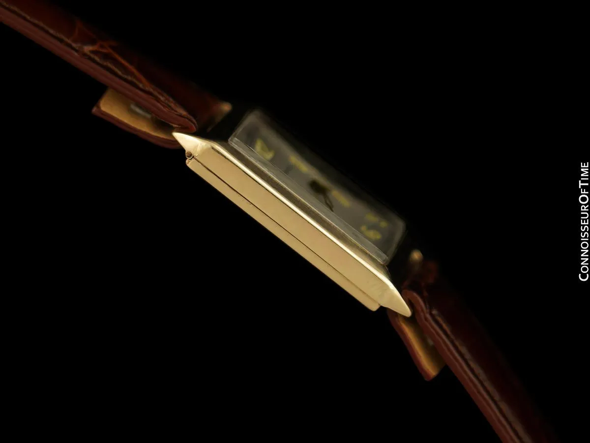 1927 Rolex Art Deco Vintage Mens Rectangular Watch - 9K Rose Gold