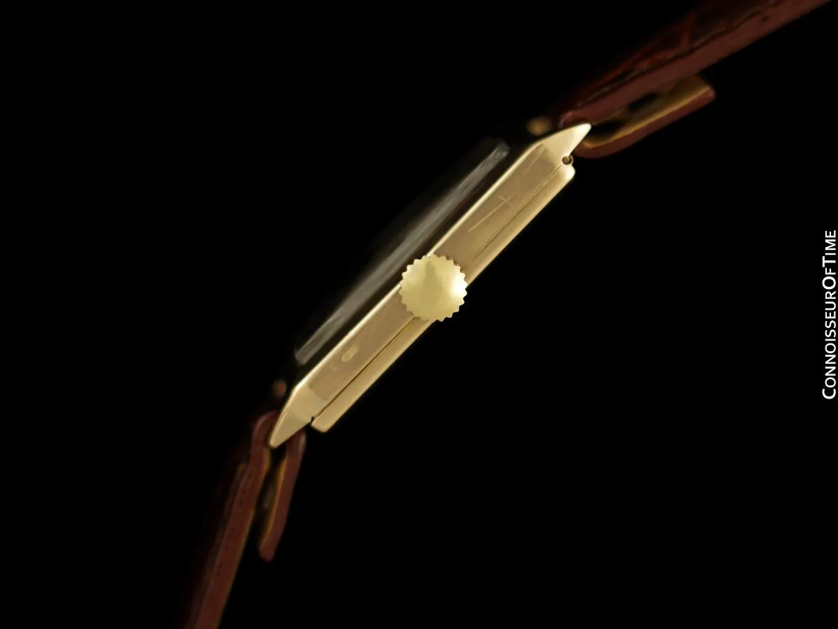1927 Rolex Art Deco Vintage Mens Rectangular Watch - 9K Rose Gold