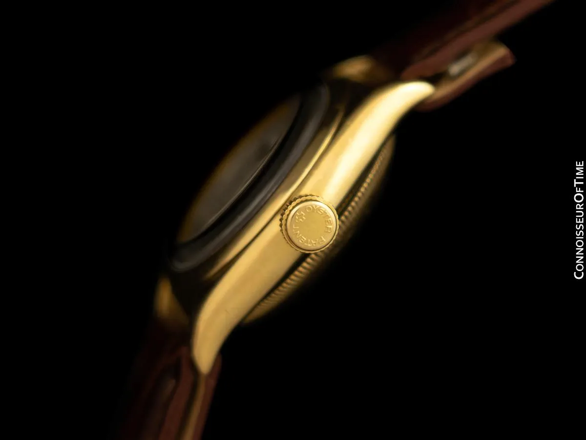 1933 Rolex Vintage Mens Oyster Perpetual Bubbleback 18K Gold Watch - Rare So-Called "Prototype"