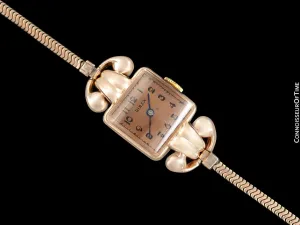 1938 Rolex Vintage Art Deco Ladies Dress Watch with Bracelet - 14K Rose Gold