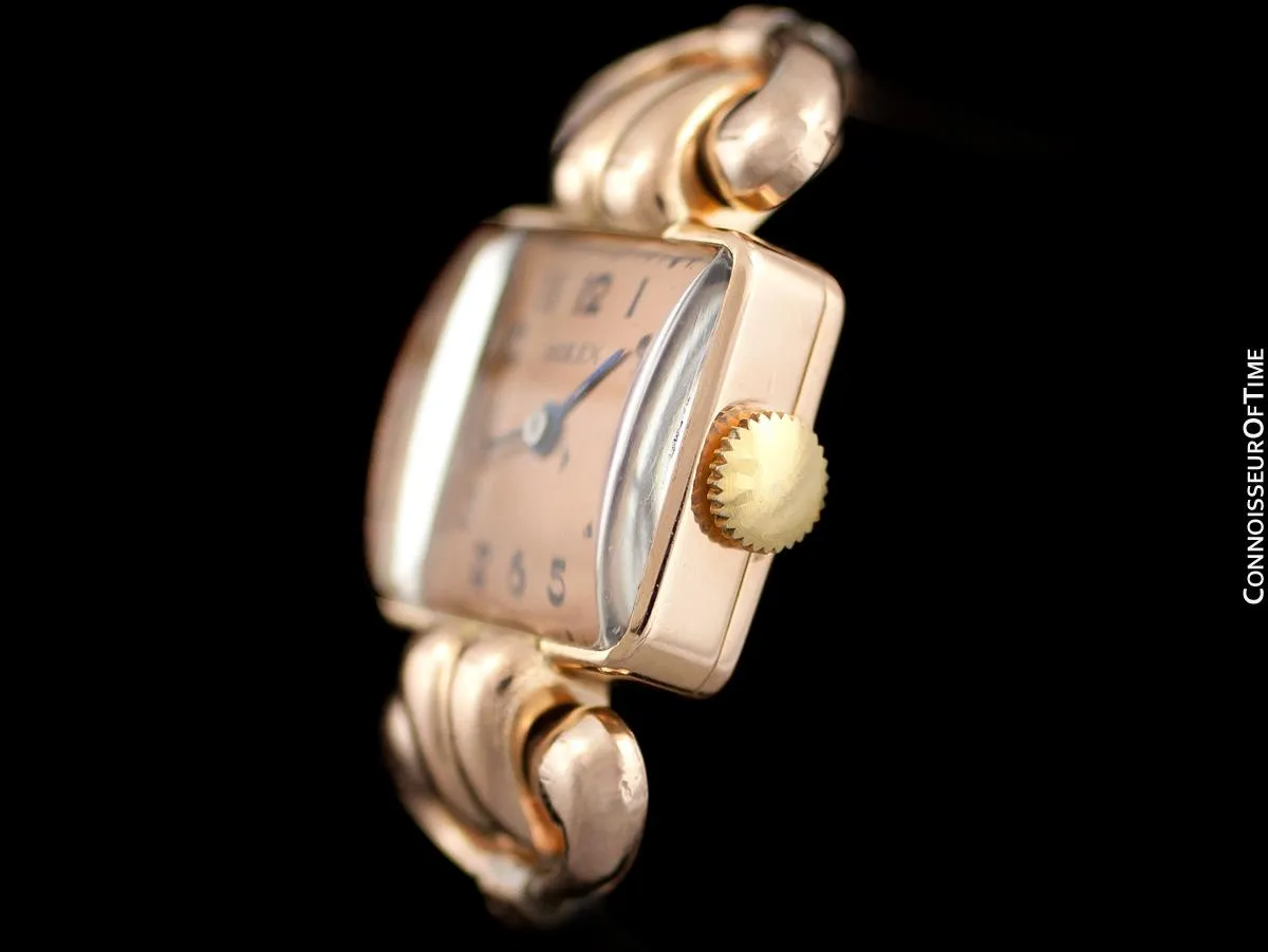1938 Rolex Vintage Art Deco Ladies Dress Watch with Bracelet - 14K Rose Gold