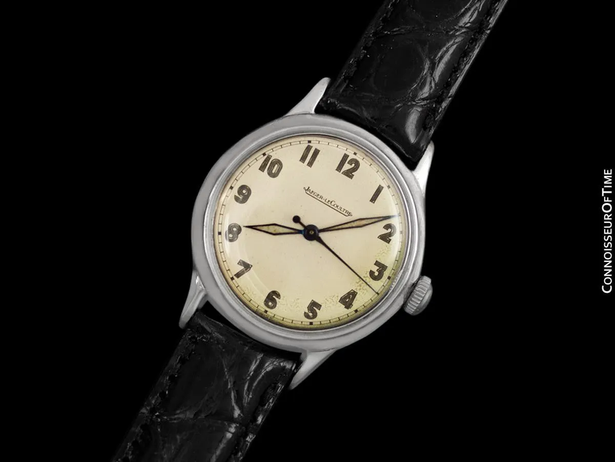 1946 Jaeger LeCoultre Vintage Mens Watch, Waterproof, Military Style - Chrome & Stainless Steel