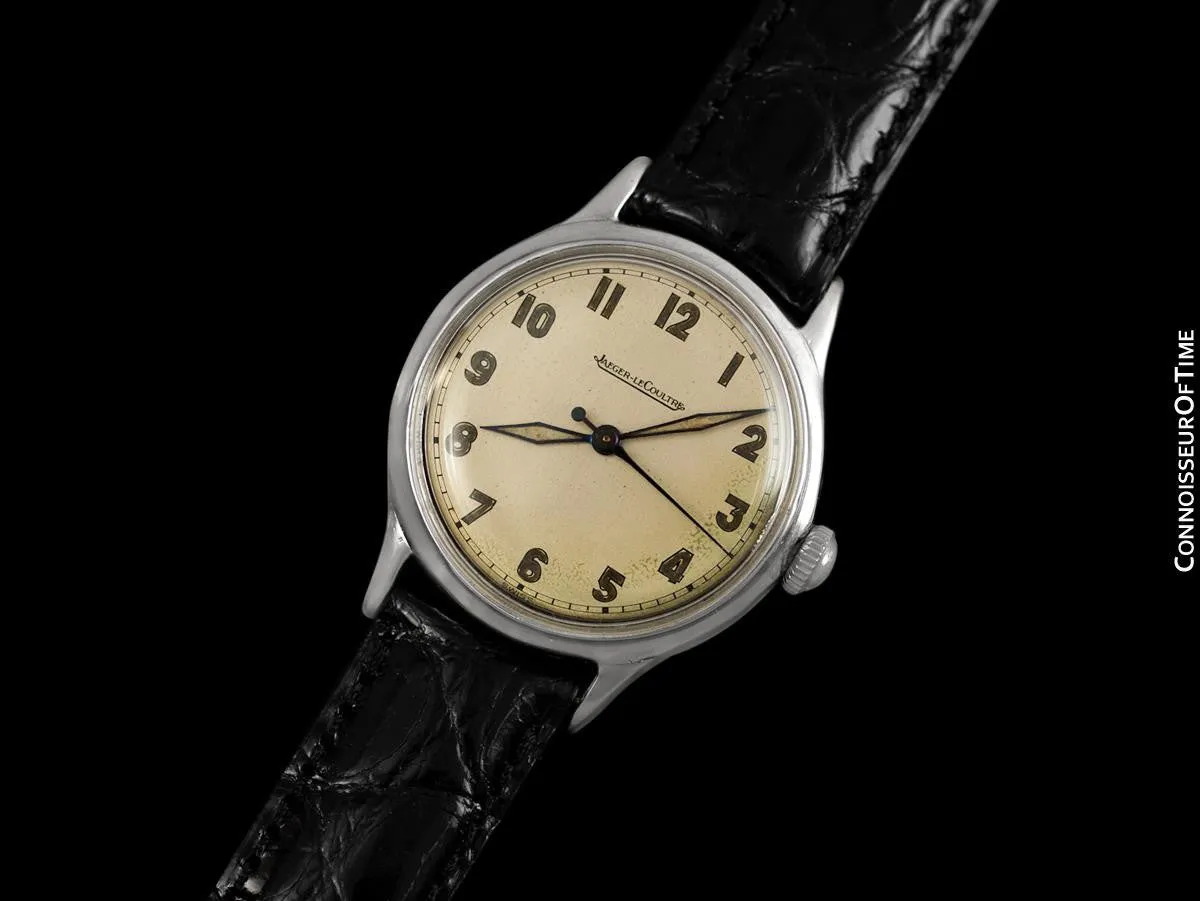 1946 Jaeger LeCoultre Vintage Mens Watch, Waterproof, Military Style - Chrome & Stainless Steel