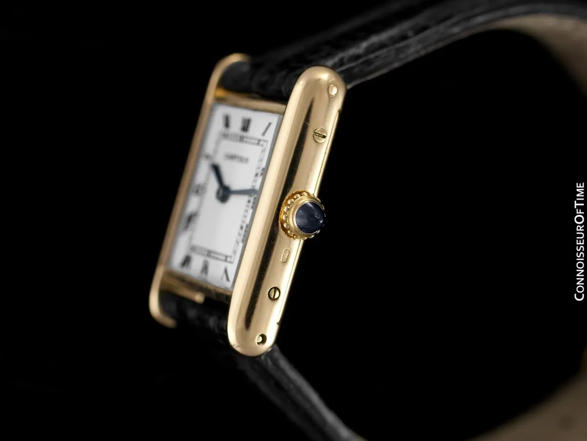 1960's Cartier Vintage Classic Ladies Handwound Tank Louis Watch - Solid 18K Gold
