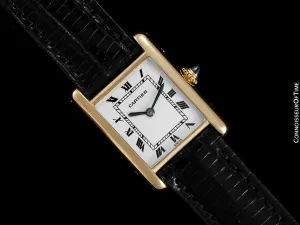 1960's Cartier Vintage Classic Ladies Handwound Tank Louis Watch - Solid 18K Gold