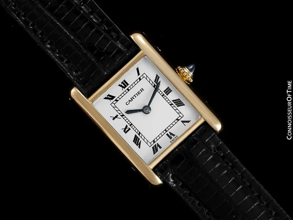 1960's Cartier Vintage Classic Ladies Handwound Tank Louis Watch - Solid 18K Gold