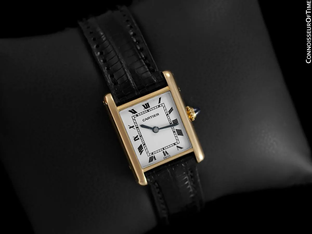 1960's Cartier Vintage Classic Ladies Handwound Tank Louis Watch - Solid 18K Gold