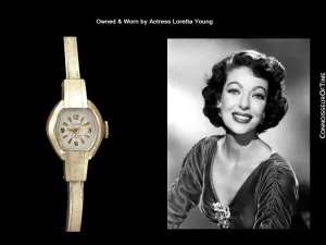 1960's Swiss Vintage Ladies Gold Plated Watch - Owned & Worn by Actress Loretta Young