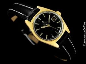 1970 Omega Geneve Vintage Ladies Automatic Retro Watch - 18K Gold Plated & Stainless Steel