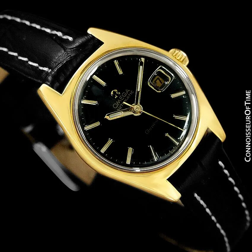 1970 Omega Geneve Vintage Ladies Automatic Retro Watch - 18K Gold Plated & Stainless Steel