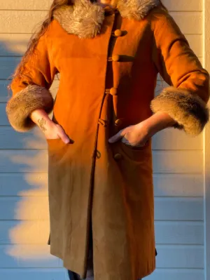 1970s Suede Fur Trim Coat