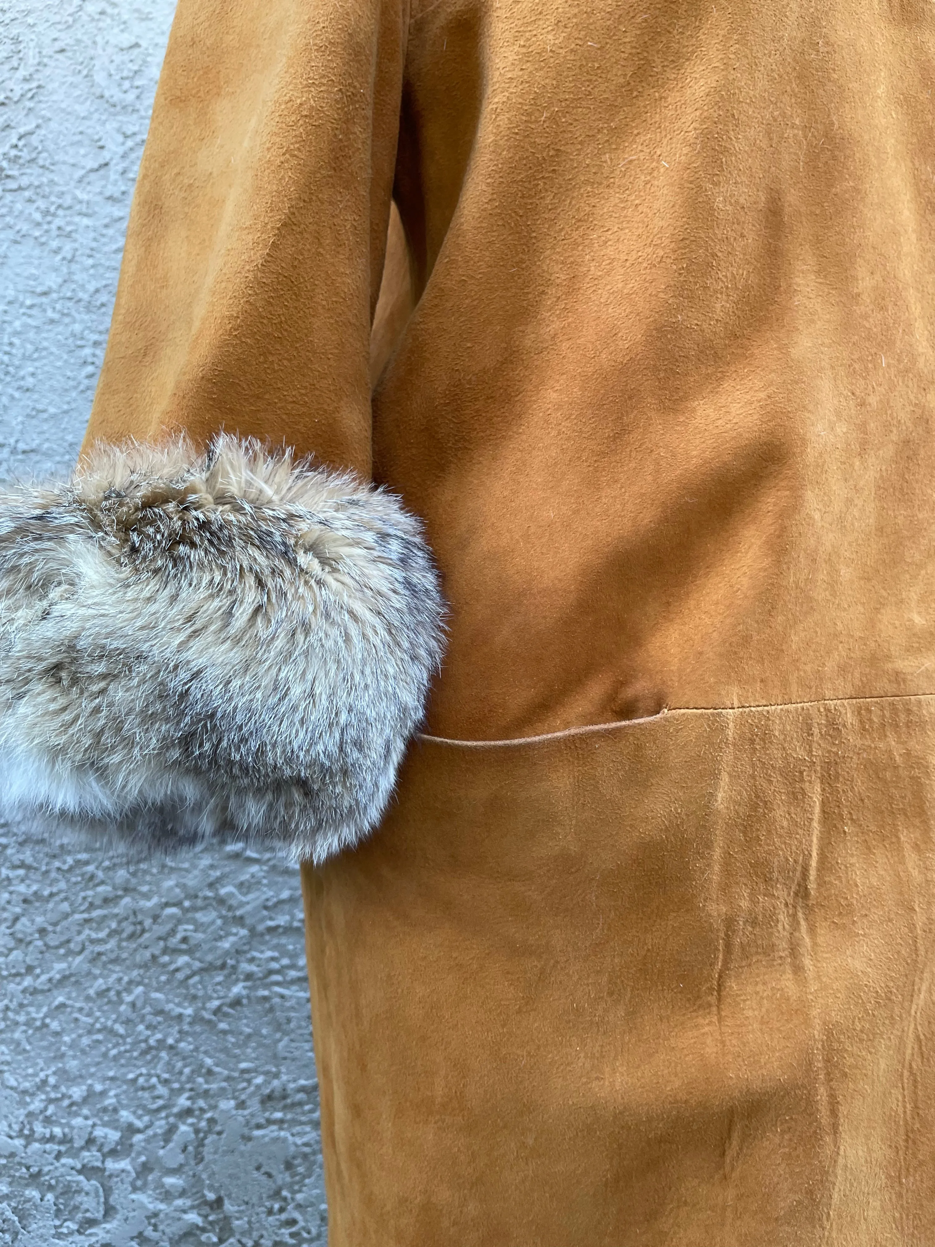 1970s Suede Fur Trim Coat