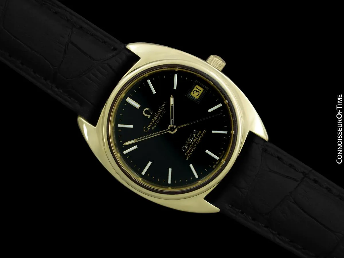 1971 Omega Constellation "C" Chronometer Vintage Mens Calendar Date Watch - 14K Gold Cap & Stainless Steel