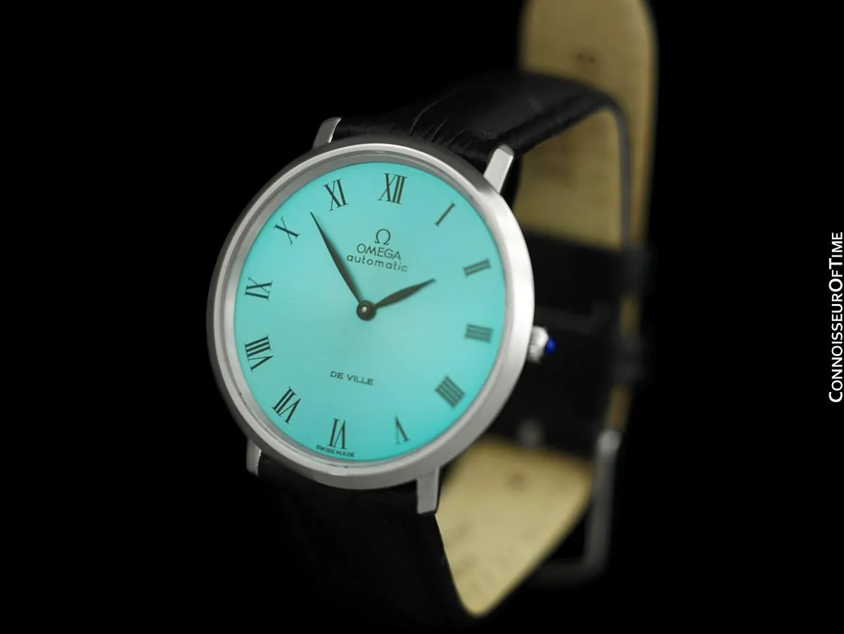 1973 Omega Vintage De Ville Mens Full Size Automatic Watch with Tiffany Blue Dial - Stainless Steel