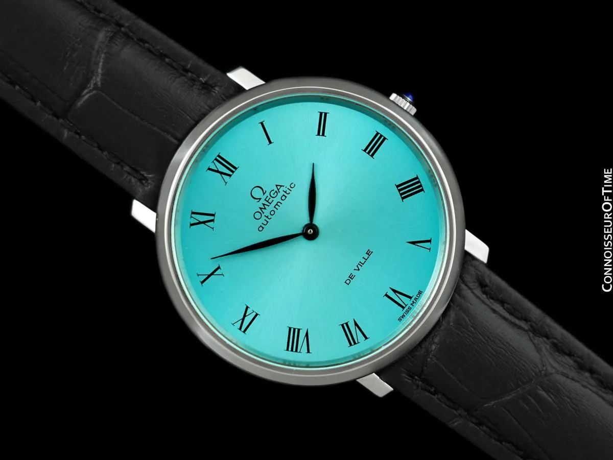 1973 Omega Vintage De Ville Mens Full Size Automatic Watch with Tiffany Blue Dial - Stainless Steel