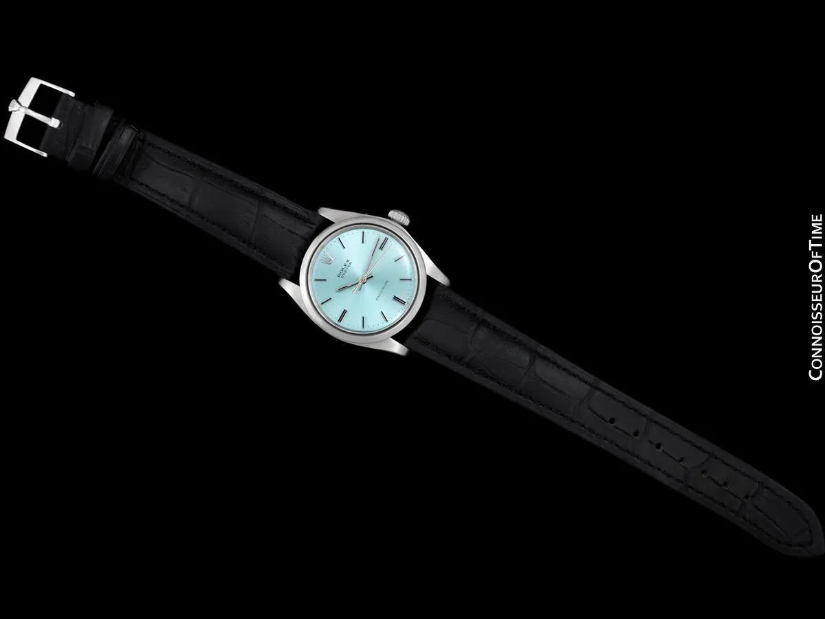 1974 Rolex Oyster Precision Classic Vintage Mens Handwound Watch with Tiffany Blue Dial - Stainless Steel