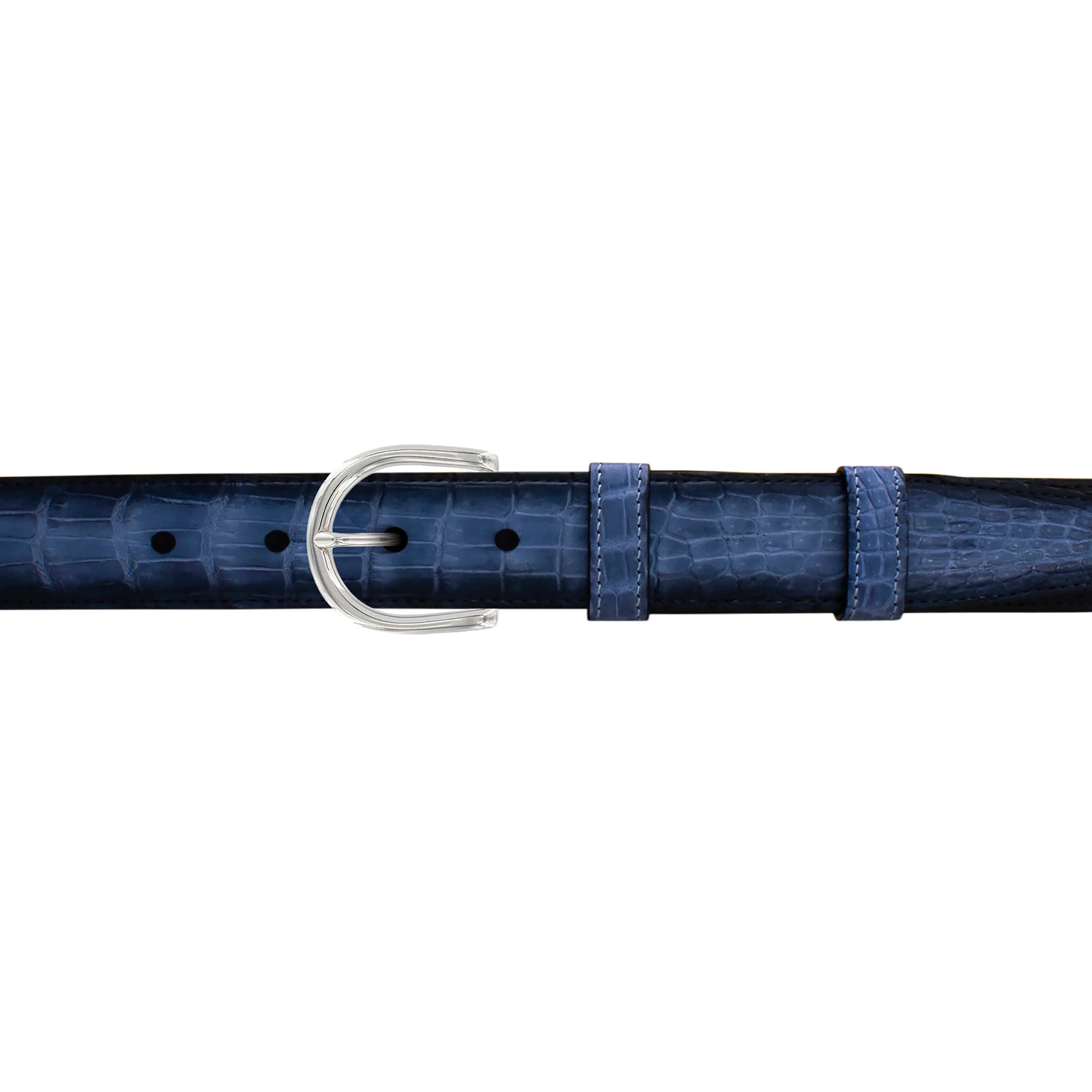 1" Azure Patina Belt with Denver Casual Buckle in Polished Nickel