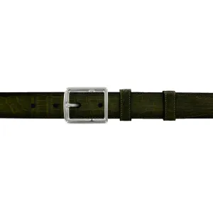 1" Olive Patina Belt with Crawford Casual Buckle in Polished Nickel