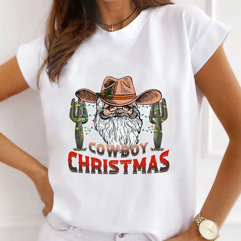 2022 Cowboy Christmas White T-Shirts