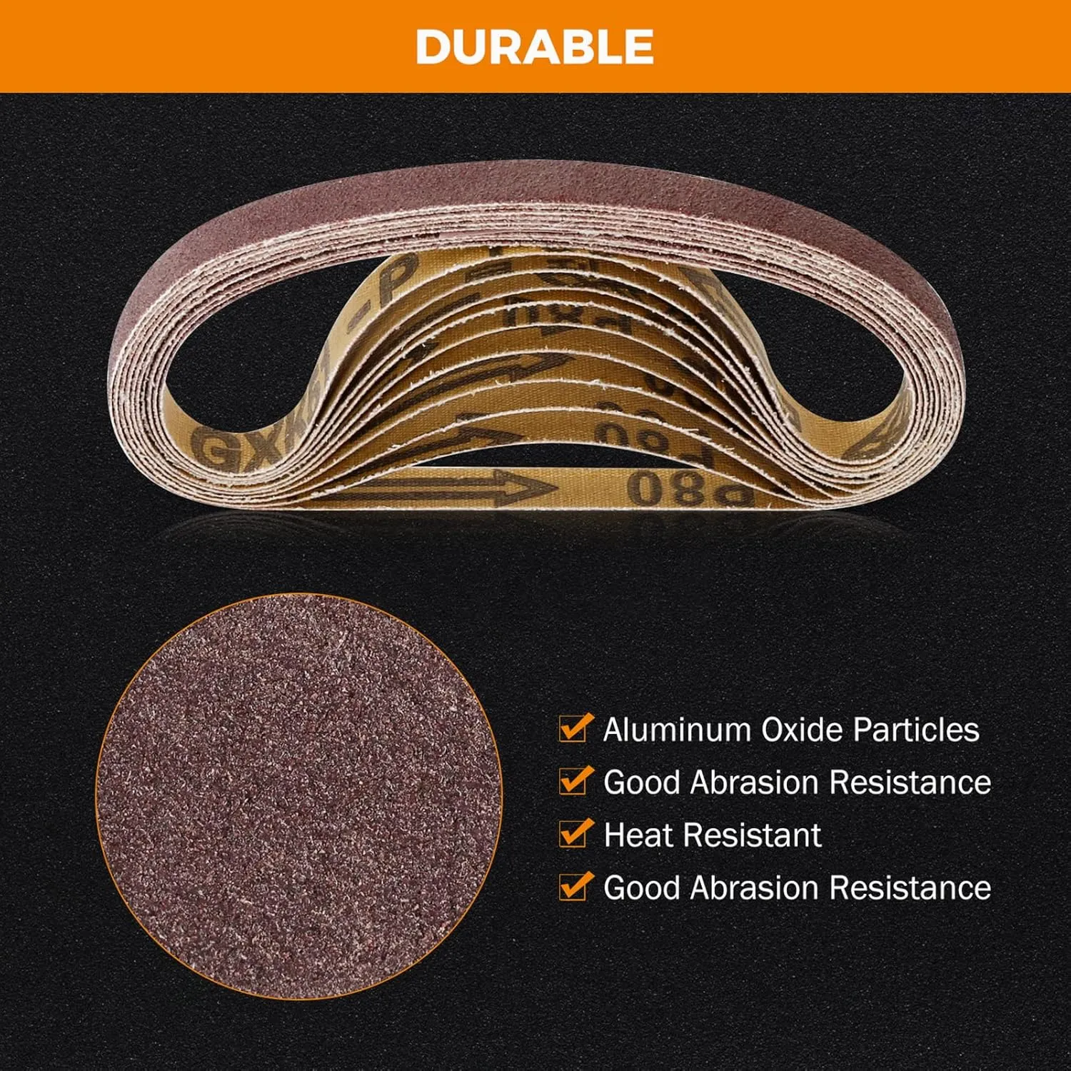 60 Packs 3/8x13 in Sanding Belts Assortment for Mini Belt Sander, 10 of Each ...