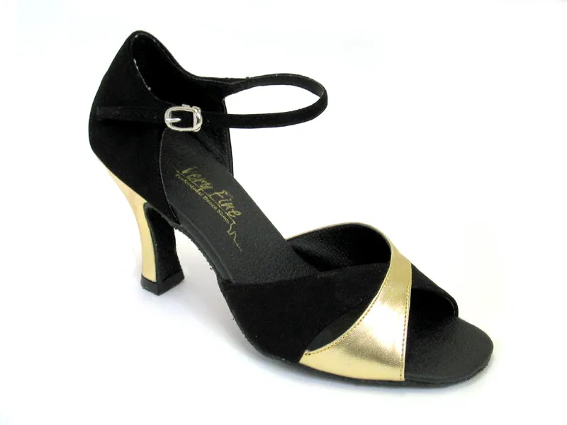 6029 Black Nubuck & Gold Leather