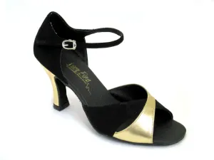6029 Black Nubuck & Gold Leather
