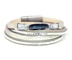 Animal Print Silver Gem Sparkly Bracelet