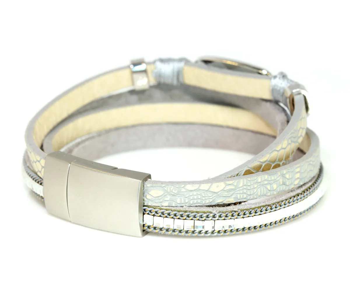 Animal Print Silver Gem Sparkly Bracelet