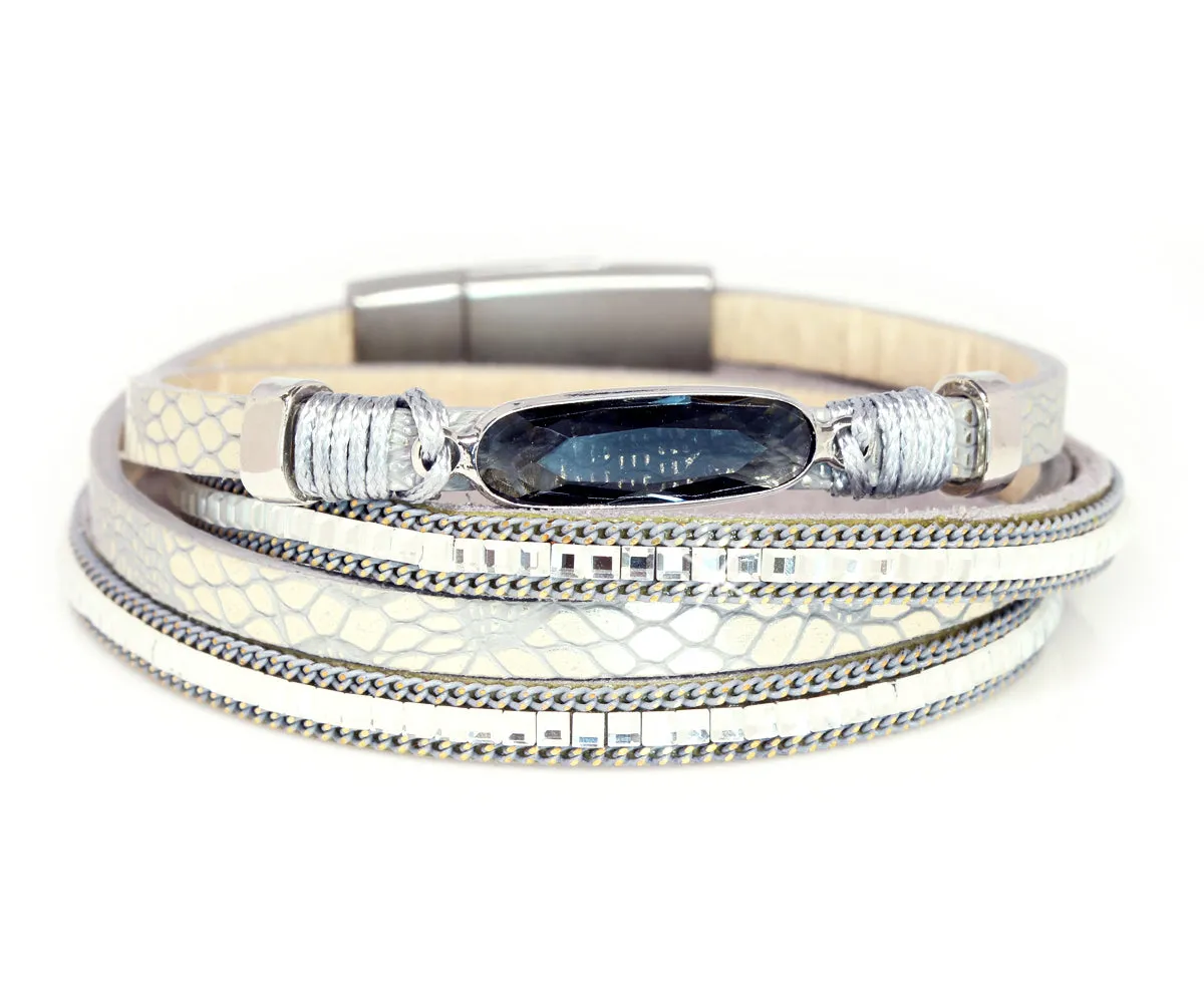 Animal Print Silver Gem Sparkly Bracelet