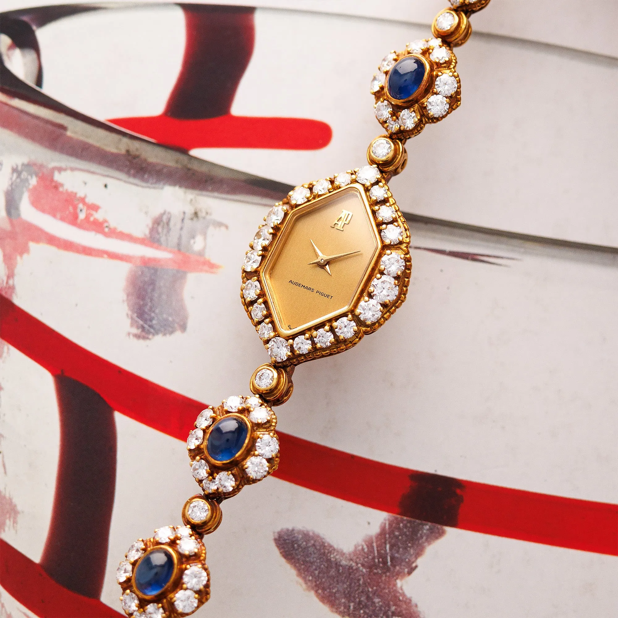 Audemars Piguet Yellow Gold Diamond and Sapphire Bracelet Watch