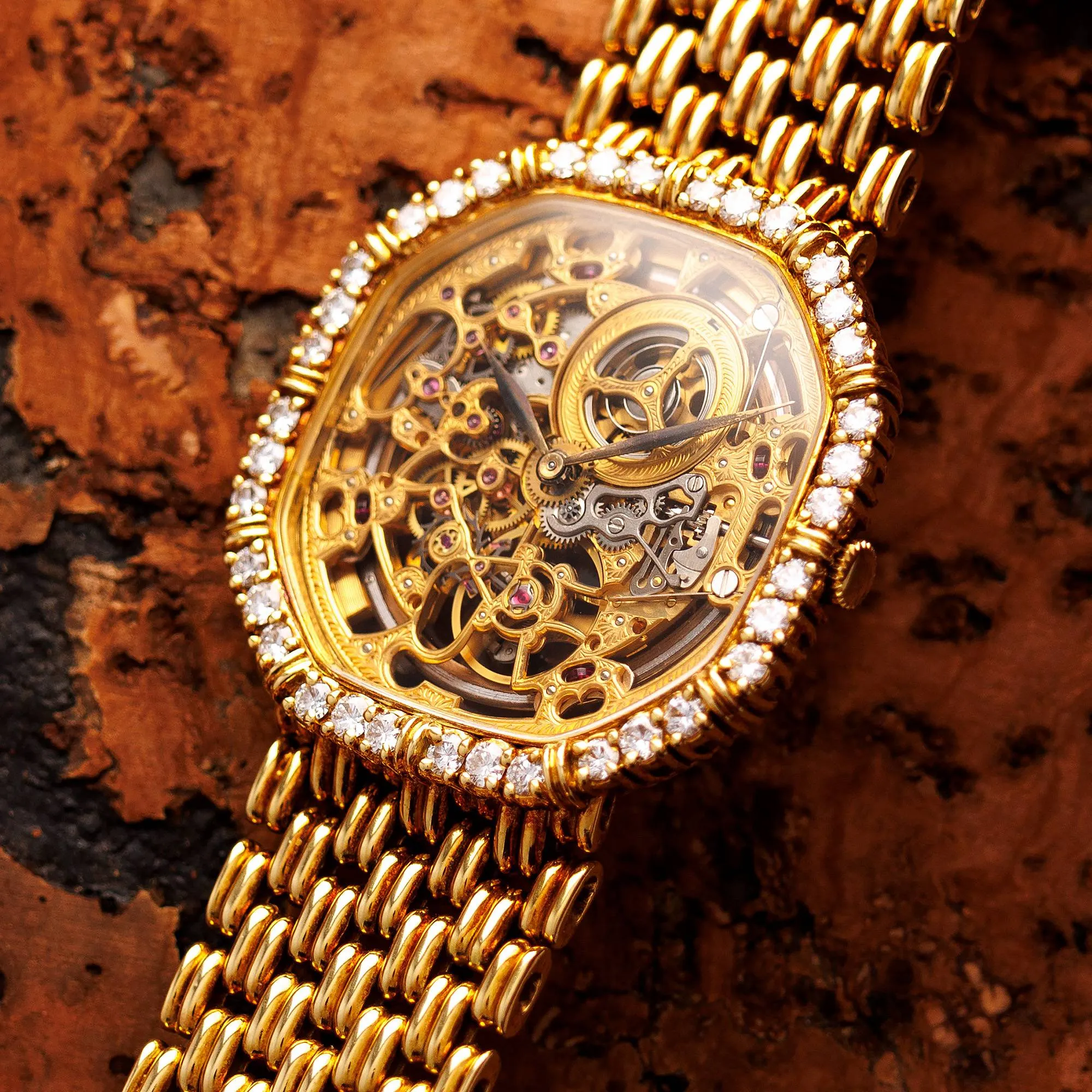 Audemars Piguet Yellow Gold Skeleton Watch Ref. BA4266 on Bracelet