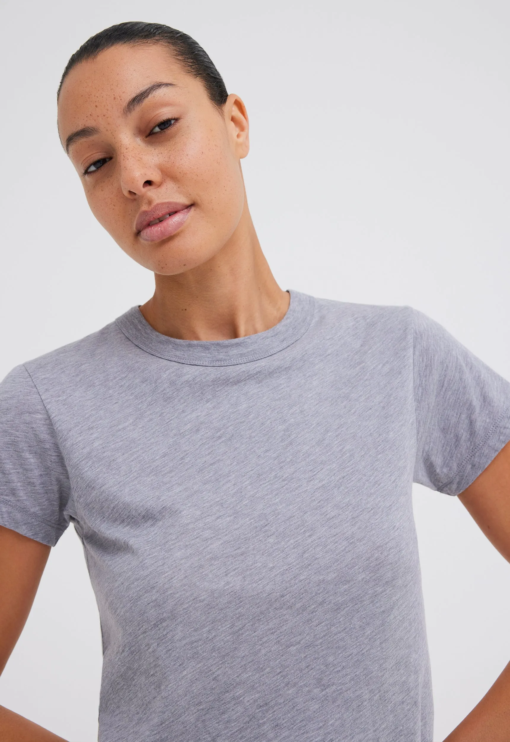 Baby Cotton Tee - Grey Marle