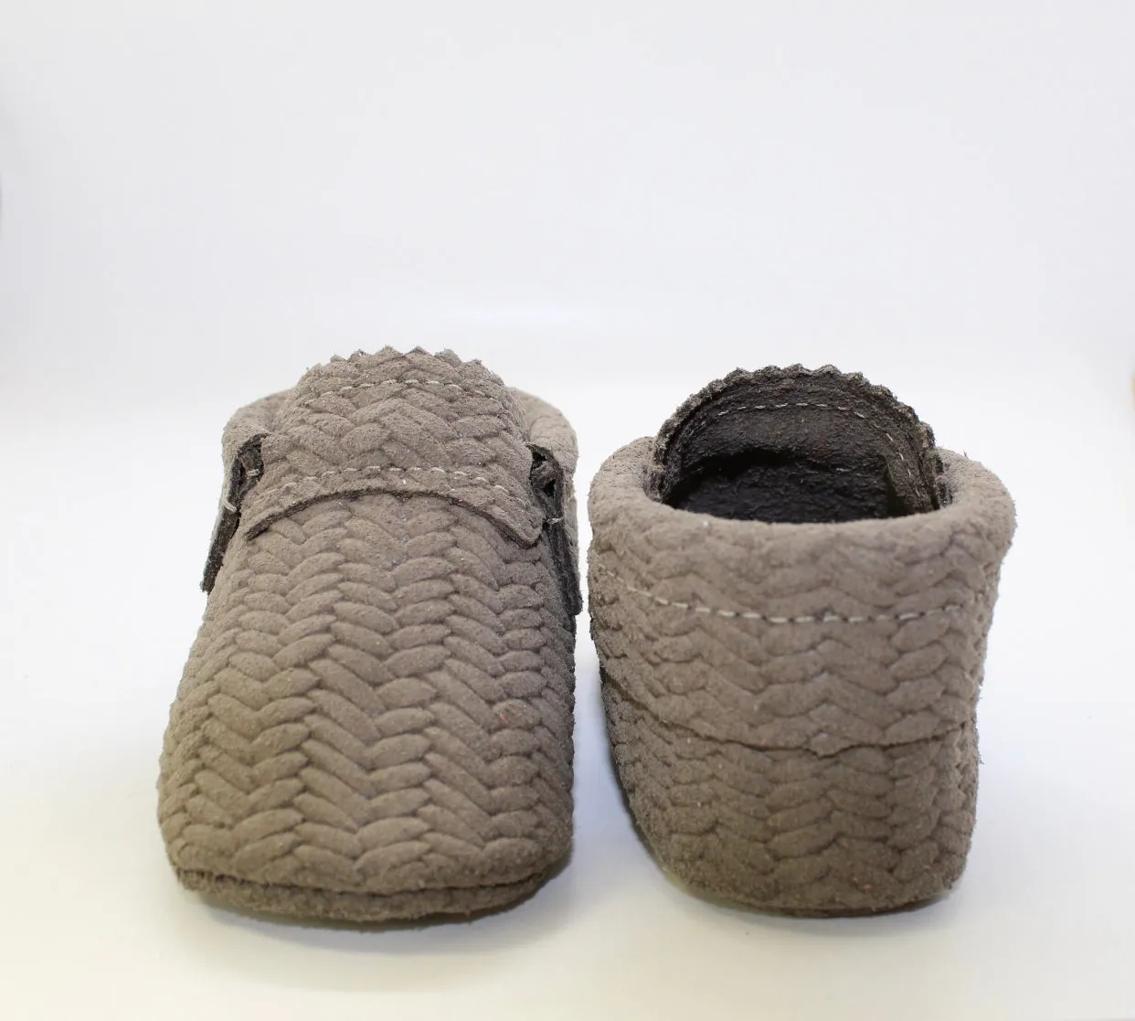 Basketweave Taupe Moccs-